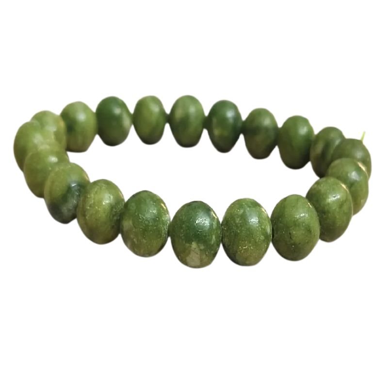 Natural Green Jade Round Bead Bracelet for Love, Compassion, Good Luck