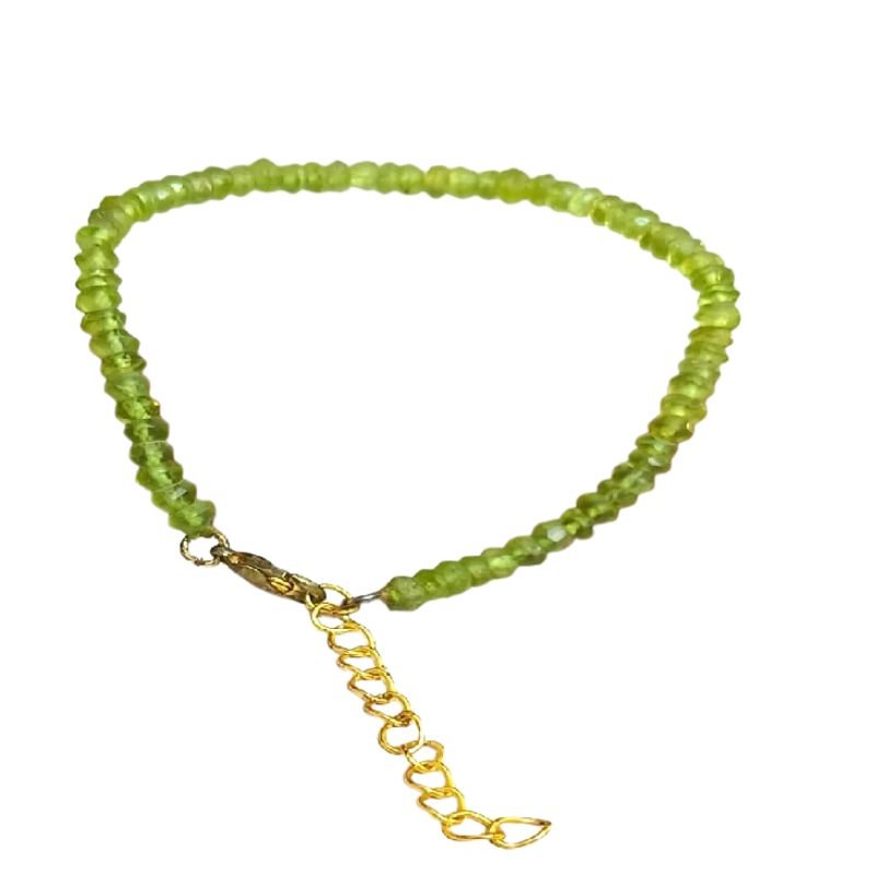 Peridot Faceted Bead Adjustable Chain Bracelet for harmony, Abundance