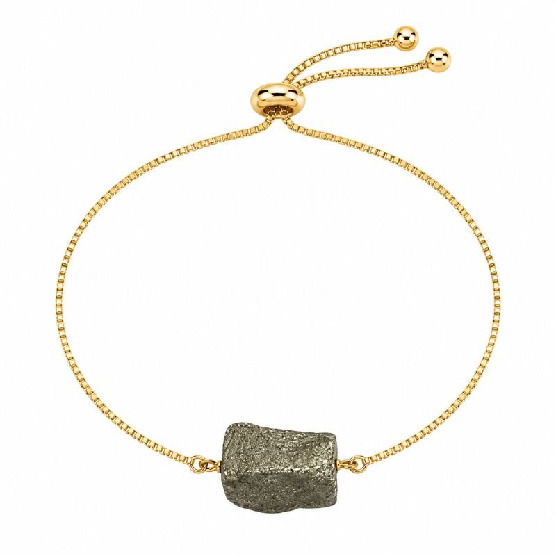 Raw Pyrite Stone Adjustable Chain Bracelet for prosperity, confidence and manifestation