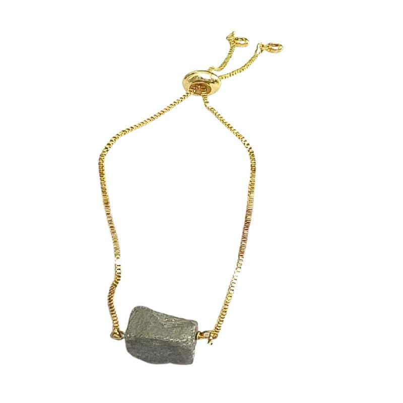 Pyrite Adjustable Chain Bracelet for Prosperity, Success, Good Health