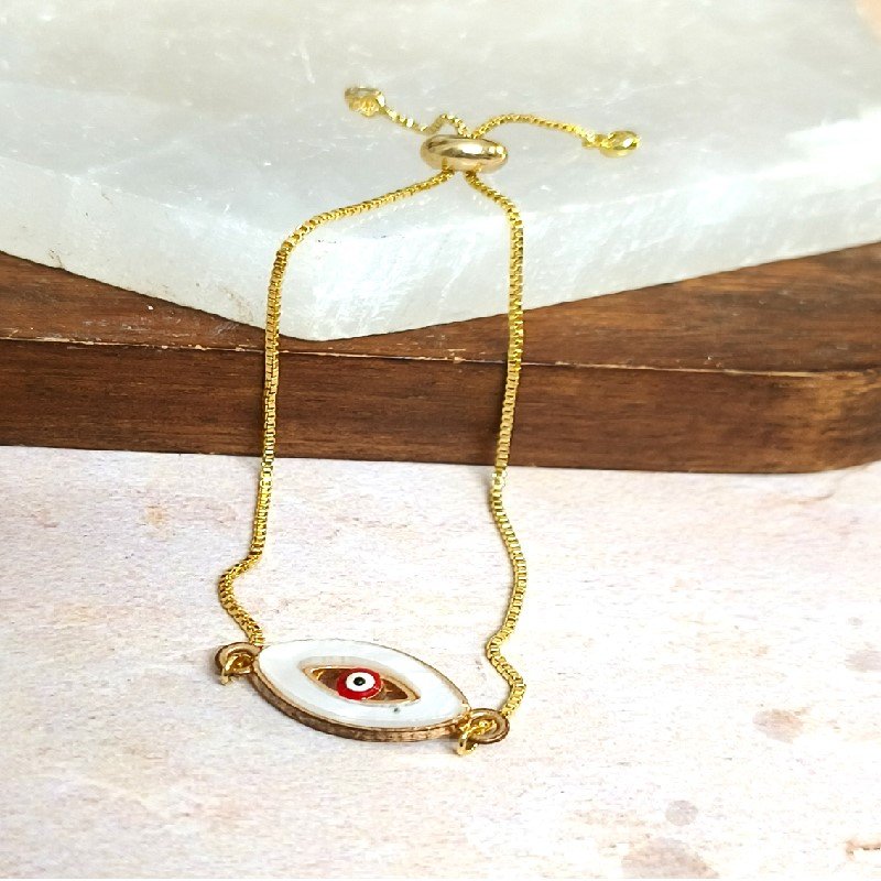 Red Enamel Evil Eye Chain Bracelet for Evil Eye protection