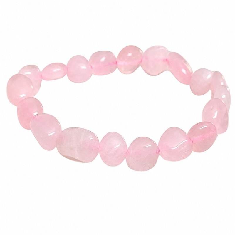 Rose Quartz Mini Tumbled Bracelet made with small natural Rose Quartz tumble stones for love, emotional healing and harmony.