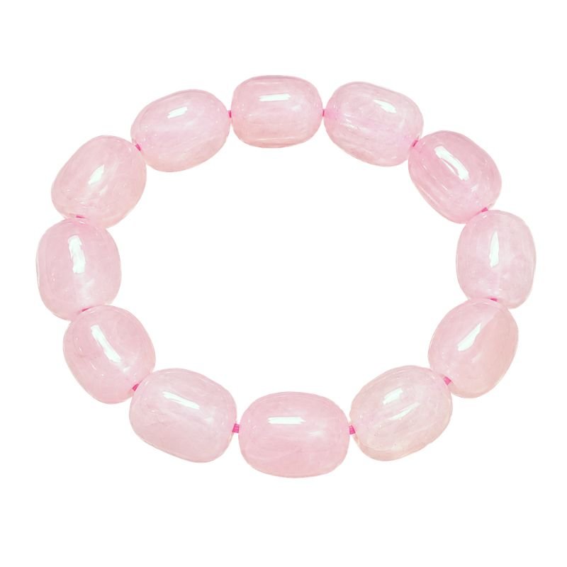 Rose Quartz Tumble Stone Bracelet made with multiple natural Rose Quartz stones for love, compassion and emotional healing.