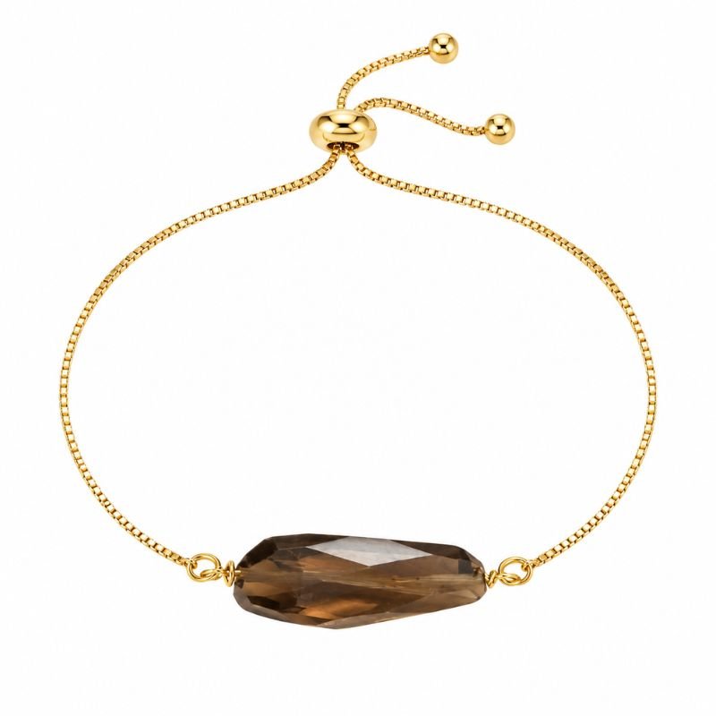 Smoky Quartz Stone Adjustable Chain Bracelet for grounding, protection and emotional balance