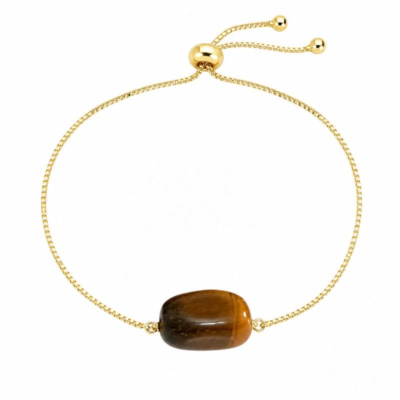 Tiger Eye Tumble Stone Chain Bracelet for confidence, courage and success