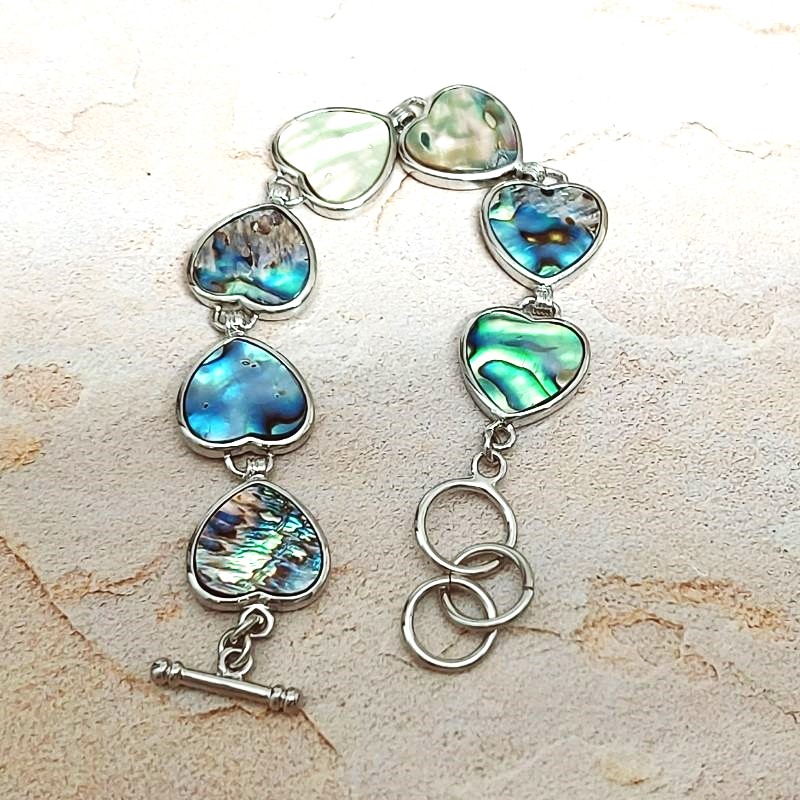 Abalone Shell Adjustable Metal Chain Bracelet for Calming, Healing