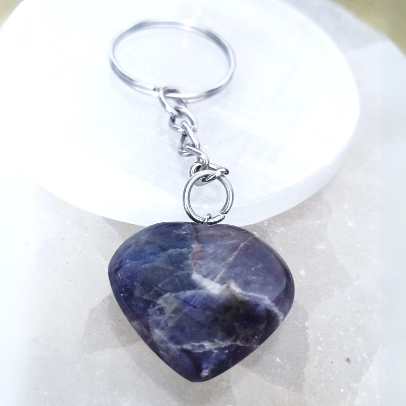 Amethyst Heart Keychain for reduce stress, anxiety