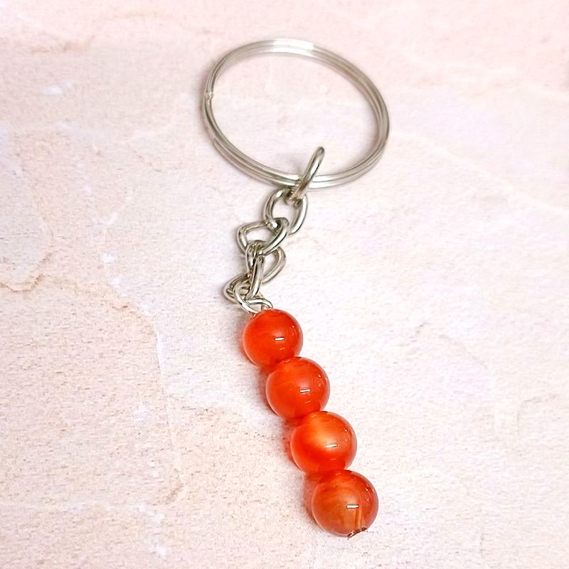 Carnelian Bead Keychain for Creativity, Vitality