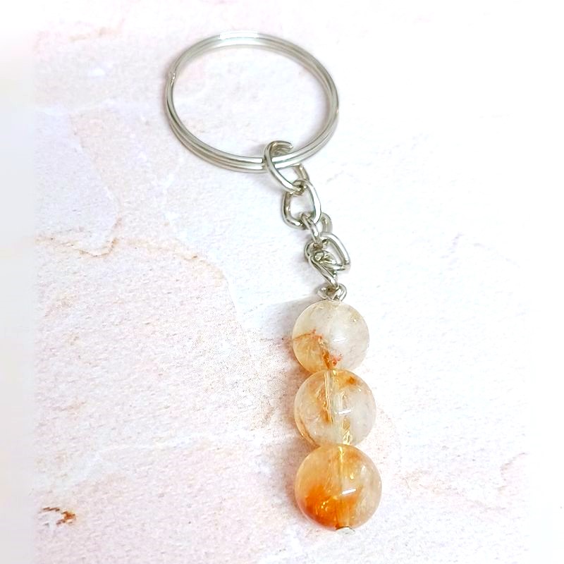 Citrine Bead Keychain for Success, Prosperity