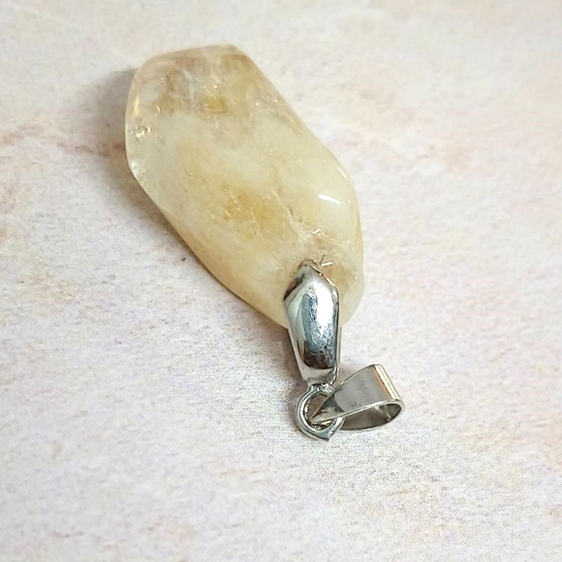 Citrine Tumble Metal Pendant for Success, Prosperity