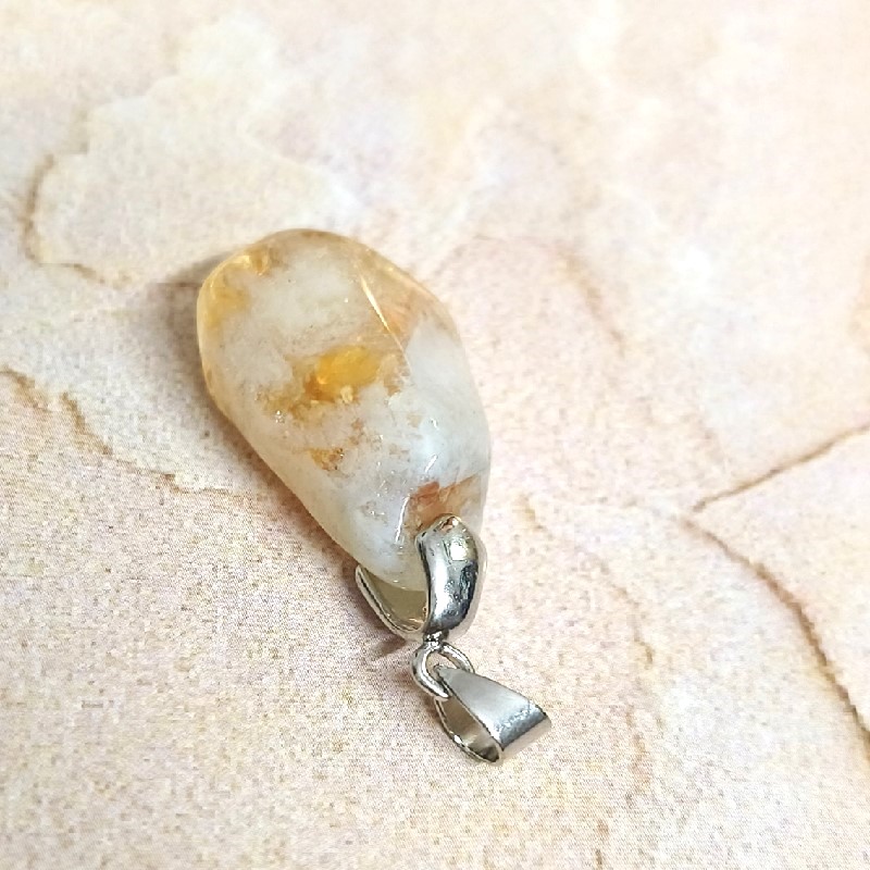 Citrine Tumble Stone Pendant for Success, Prosperity