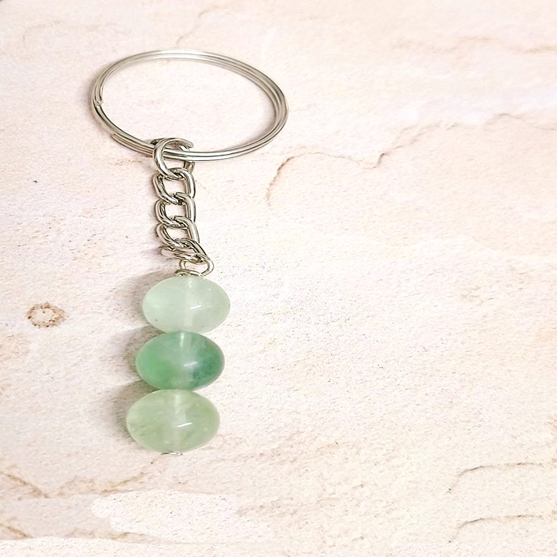 Fluorite Beaded Keychain for Focus, concentration, Aura Cleansing