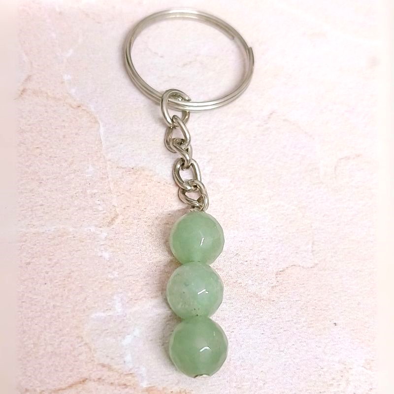 Green Aventurine 3 Beaded Keychain for Prosperity, healing