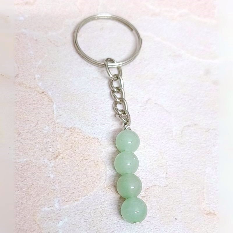 Green Aventurine Bead Keychain for Prosperity, healing