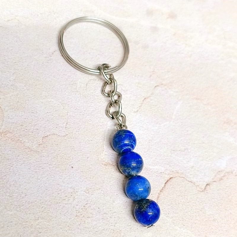 Lapis Lazuli Beaded Keychain for Wisdom, Inner Connection