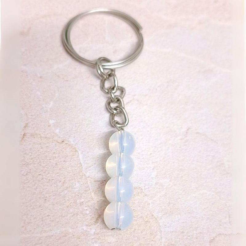 Opalite Beaded Keychain for Intuition, Transition