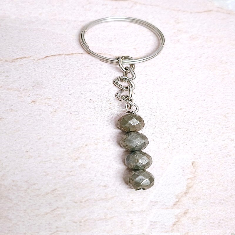 Pyrite Beaded Keychain for Prosperity, Abundance