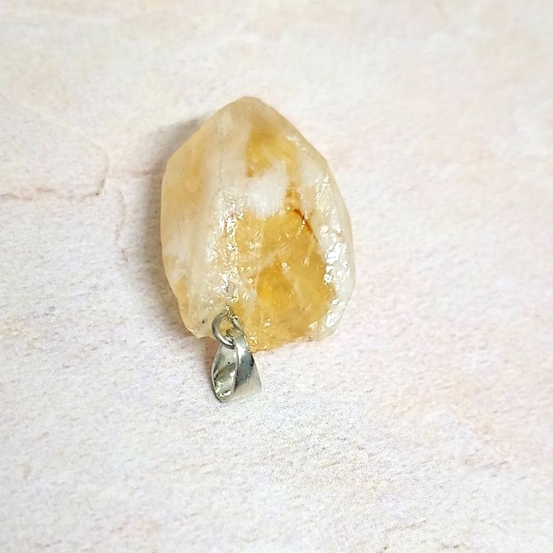 Raw Citrine Metal Pendant for Success, Prosperity