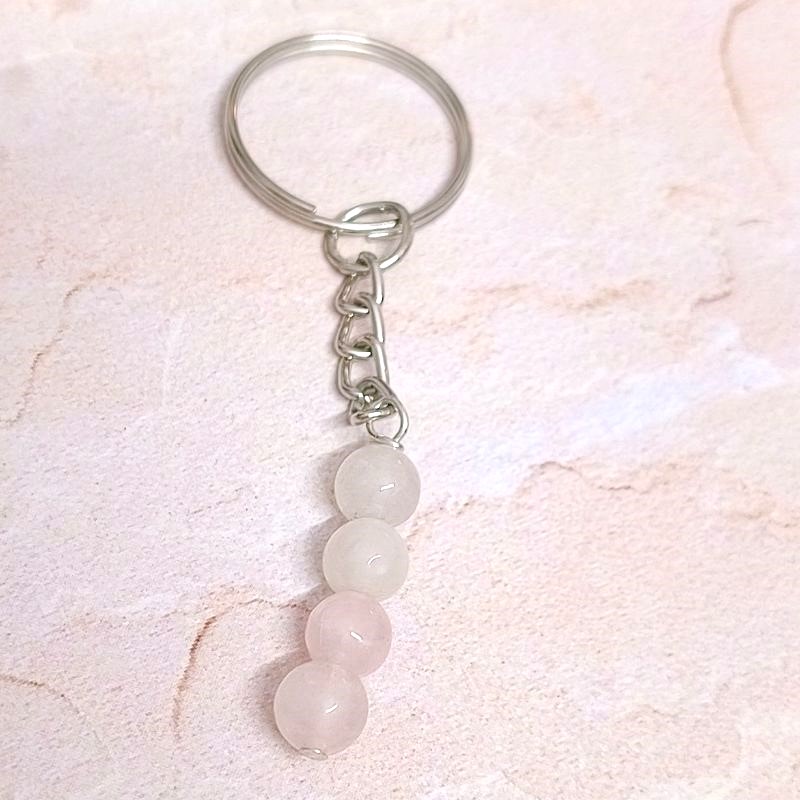 Rose Quartz Bead Keychain for Love, harmony, Compassion