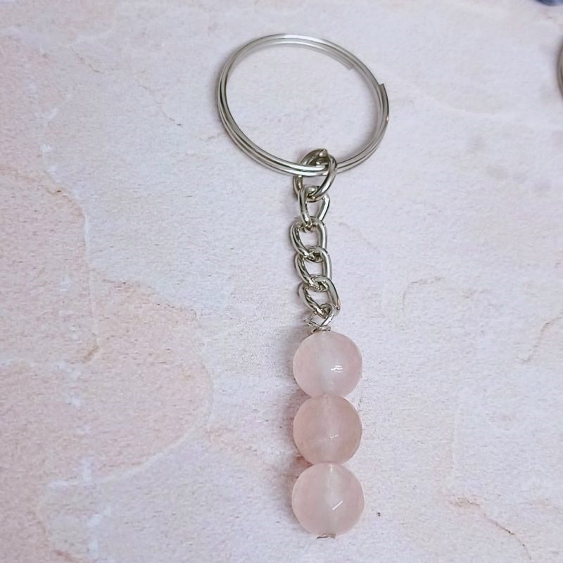 Rose Quartz Beaded Keyring for Love, harmony, Compassion