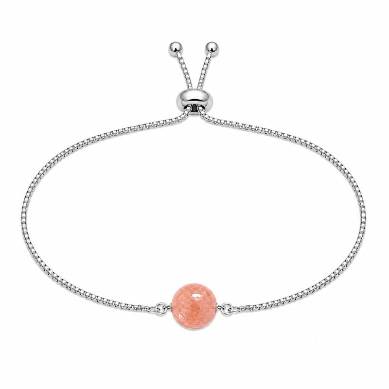 Natural Sunstone Adjustable Chain Bracelet featuring a polished sunstone gemstone centerpiece on a silver-tone adjustable chain for positivity, confidence, and personal empowerment.