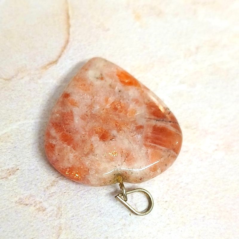 Sunstone Heart Metal Pendant for Uplifting, Motivation