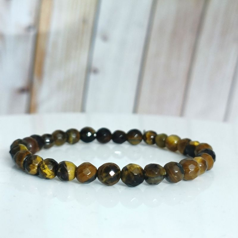 Tiger Eye 6MM Faceted Bead Bracelet for Success, Action, Protection