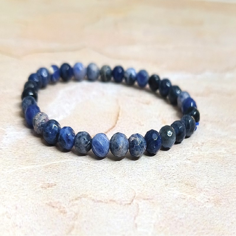 Sodalite 6MM Faceted Bead Bracelet for Awareness, focus, Detox, Communication