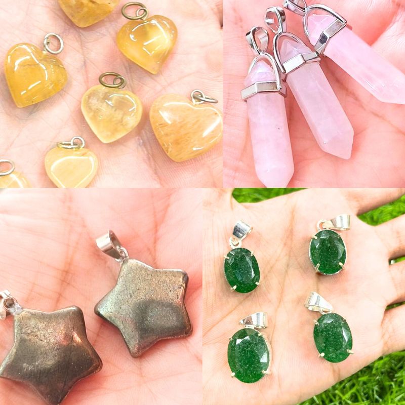 crystal pendant in natural stones