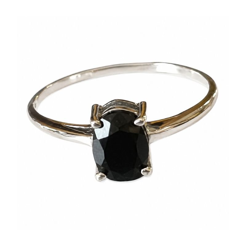 Black Onyx Oval 925 Sterling Silver Ring for protection