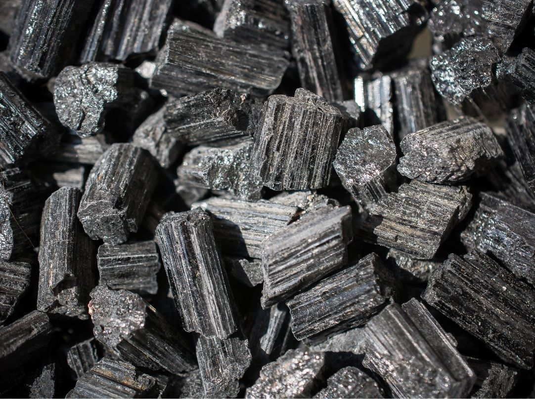 Raw black tourmaline stone