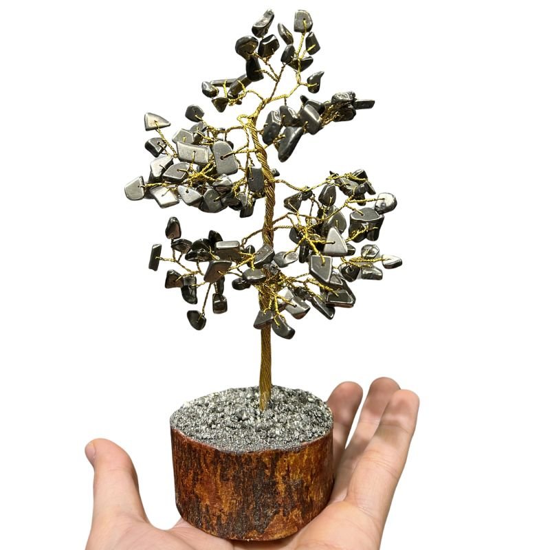 Pyrite Tree with 100 beads handcrafted crystal tree for wealth, success, and home décor