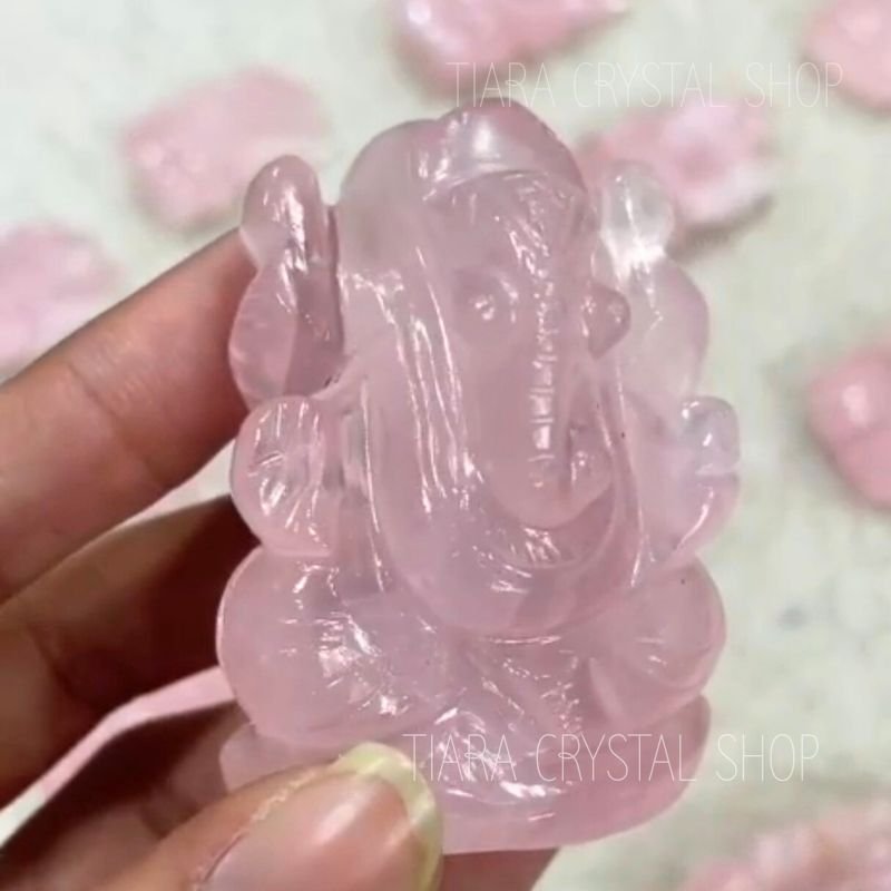 Rose Quartz Ganesha Idol