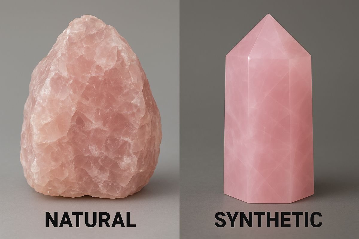 Natural versus synthetic rose quartz