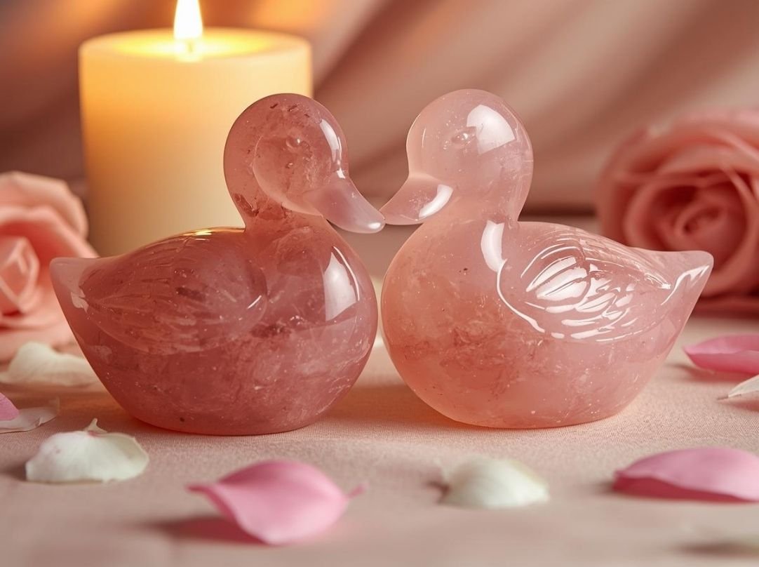 Rose Quartz Mandarin Ducks