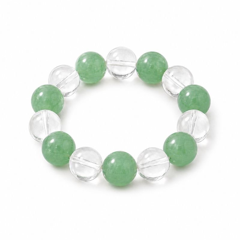 Clear Quartz Green Aventurine beaded Ring