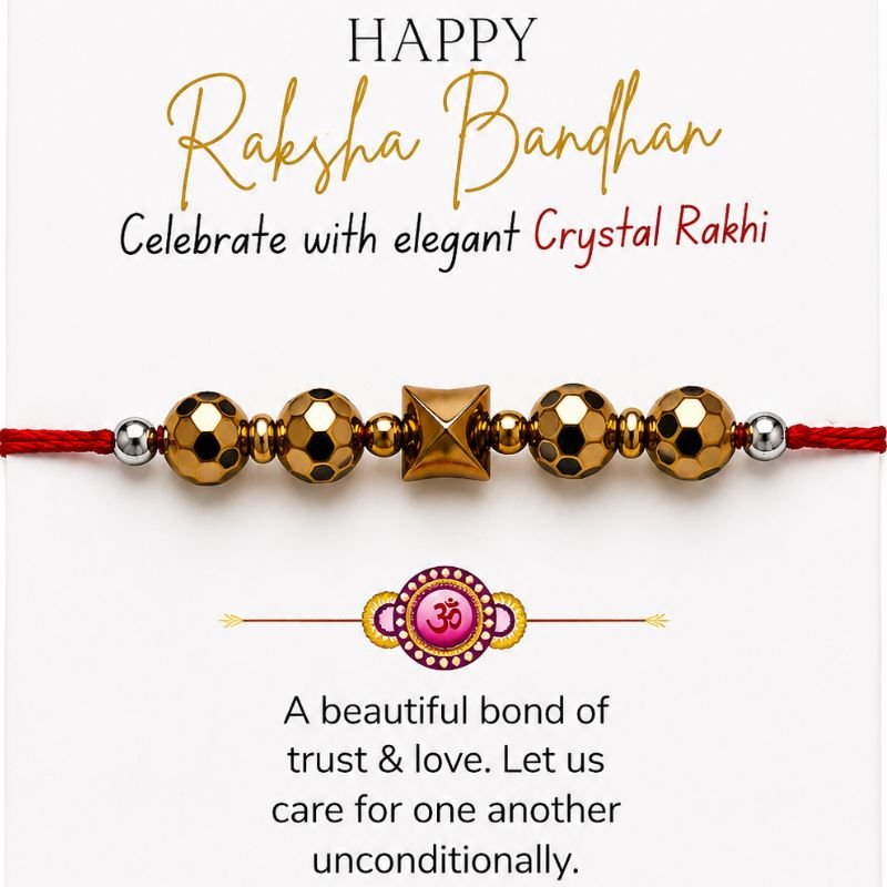 Golden Hematite Pyramid Rakhi, Hematite Rakhi, Crystal Rakhi, Healing Crystal Rakhi, Raksha Bandhan Rakhi, Protective Rakhi, Golden Hematite Bracelet Rakhi, Pyramid Rakhi, Spiritual Rakhi, Brother Rakhi Gift, Designer Rakhi, Energy Rakhi, Grounding Crystal Rakhi, Festive Rakhi, Handmade Rakhi