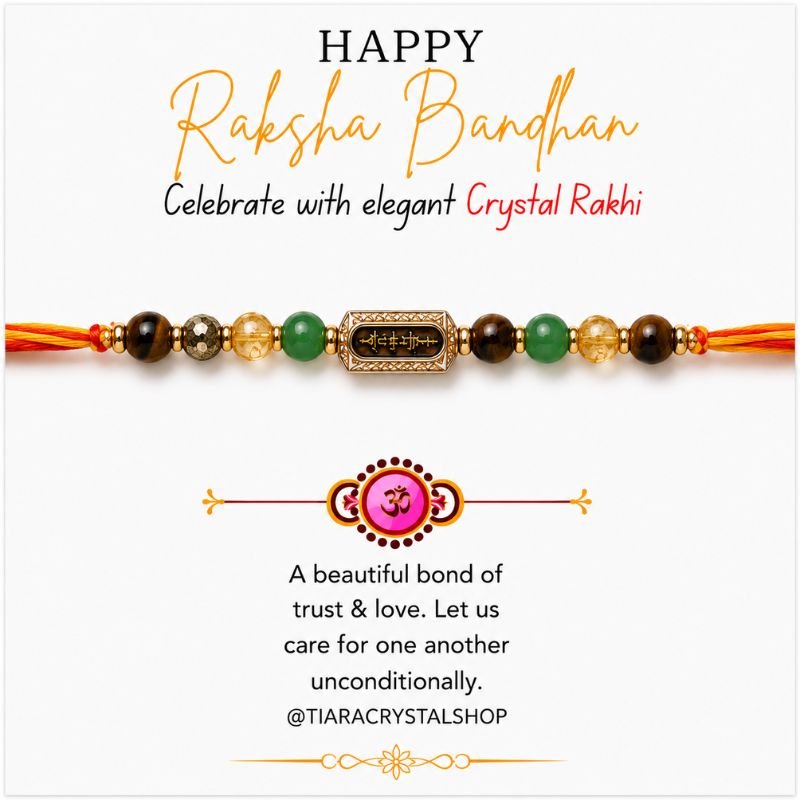 Dhanyog Vajra Rakhi with Citrine Aventurine Pyrite and Tiger Eye