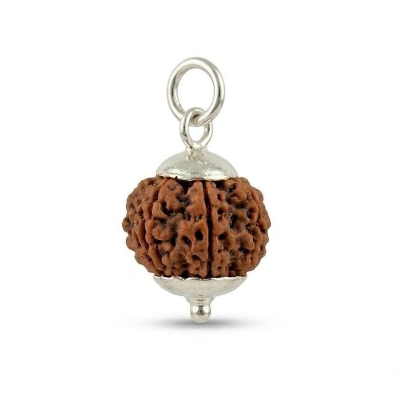 Natural 9 Mukhi Nepali Rudraksh Pendant featuring authentic textured bead with nine distinct natural facets