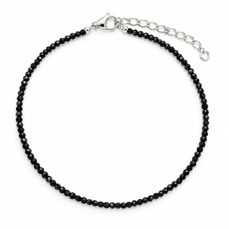 Natural Gemstone Anklet with Black Tourmaline beads for protection
