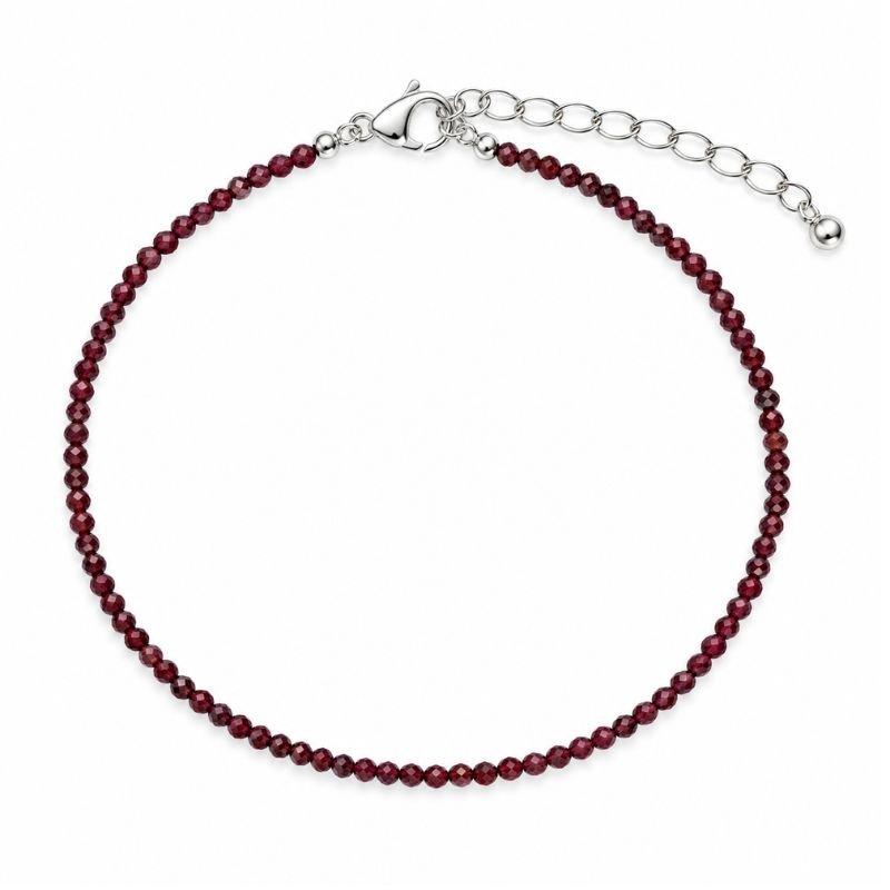 Crystal Anklet with Garnet Beads