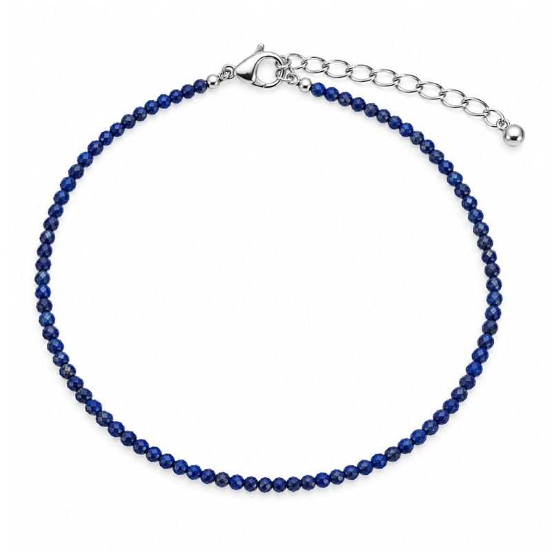 Crystal Anklet with Lapis Lazuli Beads