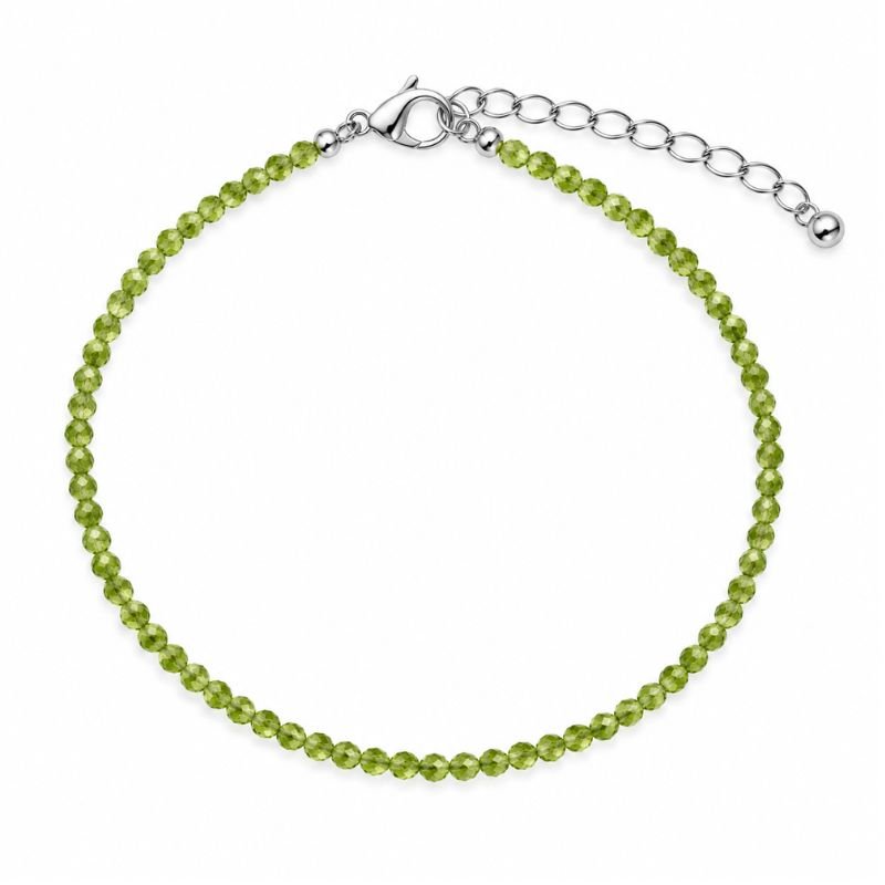 Crystal Anklet with Peridot Beads