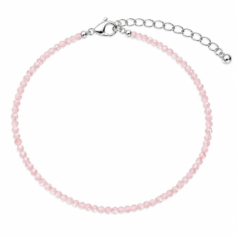 Natural Rose Quartz bead anklet