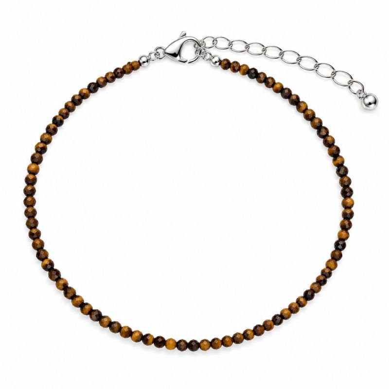 Crystal Anklet with Tiger Eye Beads
