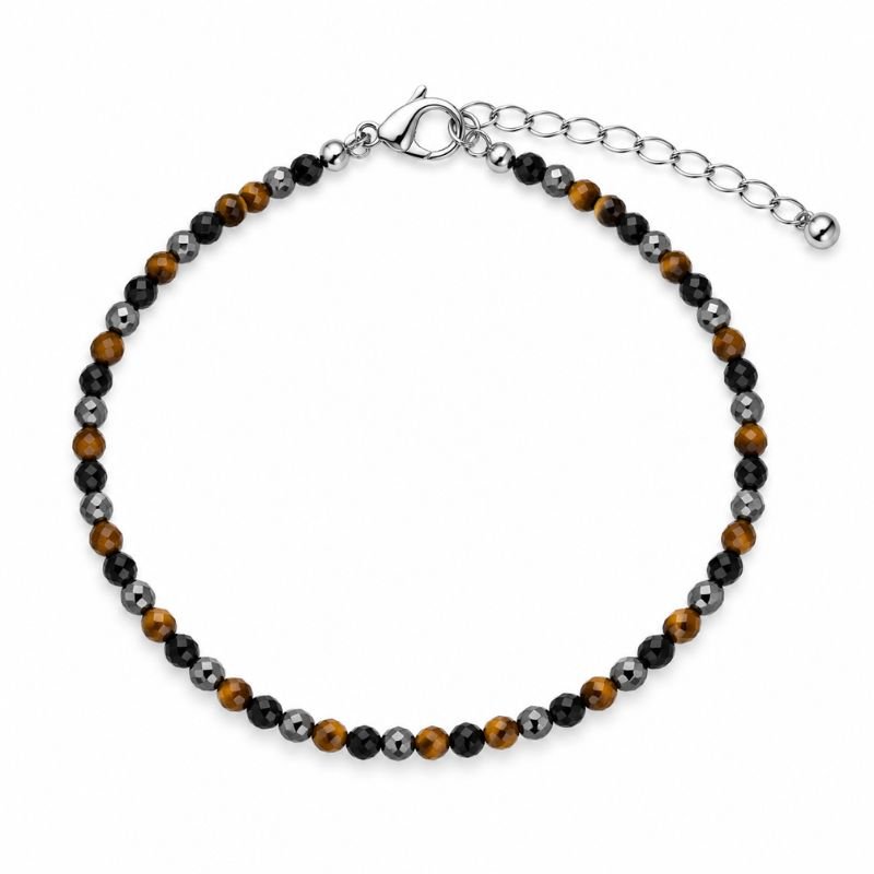 Crystal Anklet with Hematite Tiger Eye and Black Tourmaline