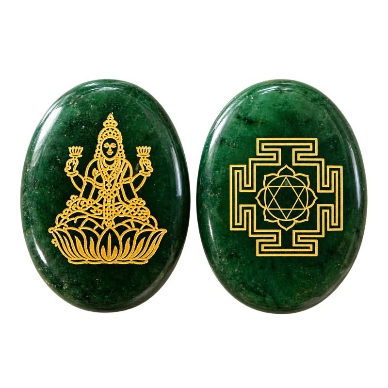 Lakshmi Coin with Prosperity Yantra in jade