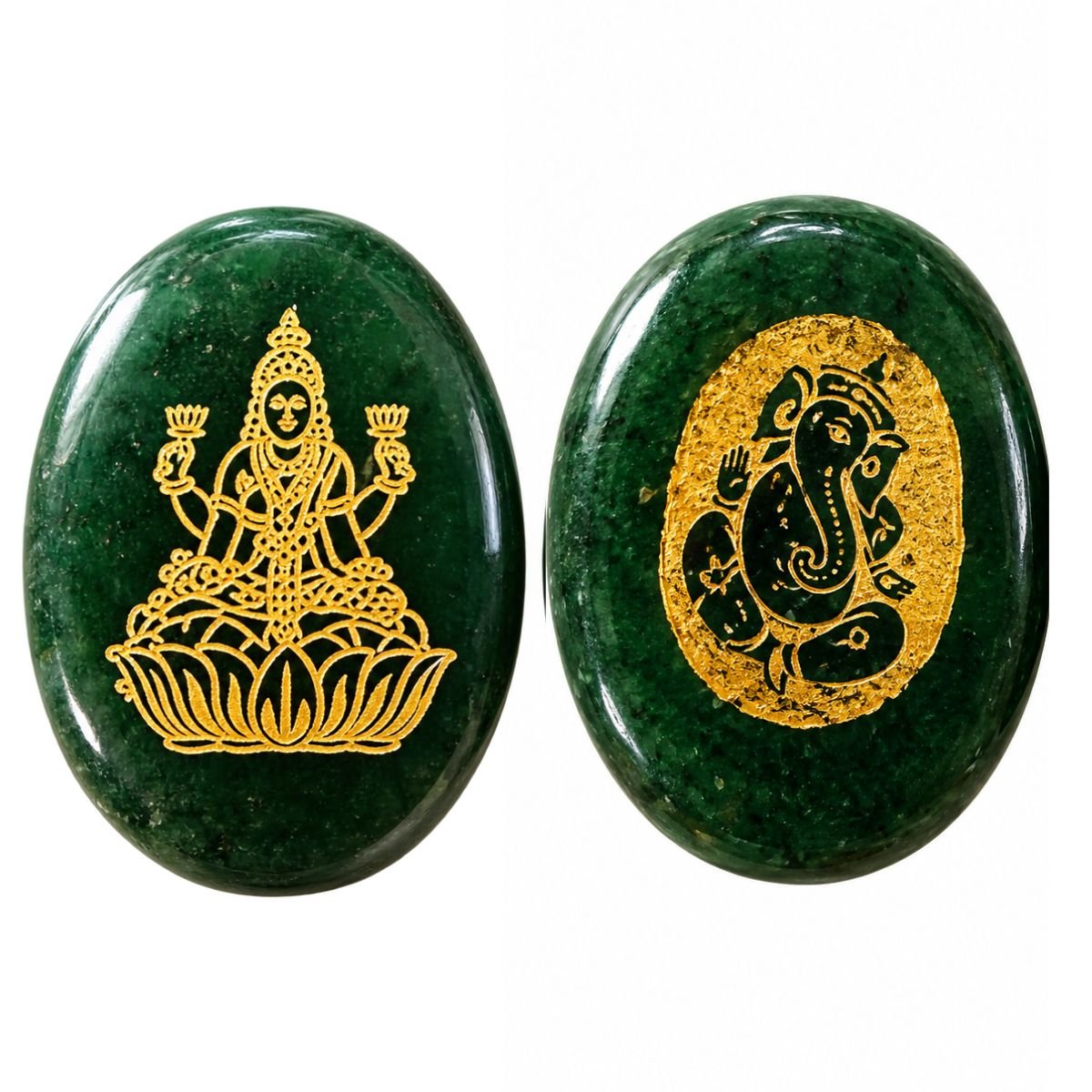 Jade Lakshmi and Ganesh coins set